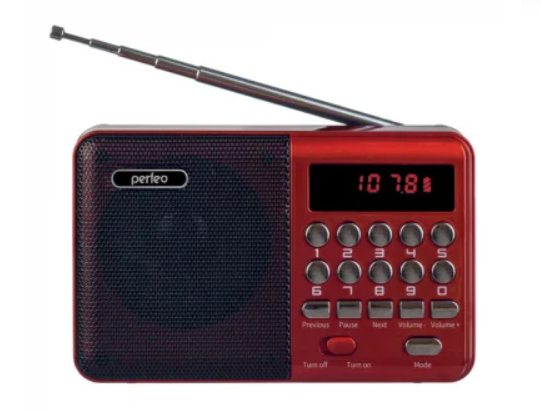 Радиоприёмник Perfeo PALM, красный (i90-RED).