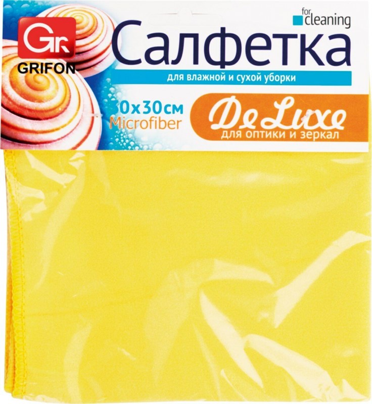 Салфетка из микрофибры для оптики и стекла Grifon De Lux, 30 х 30 см.