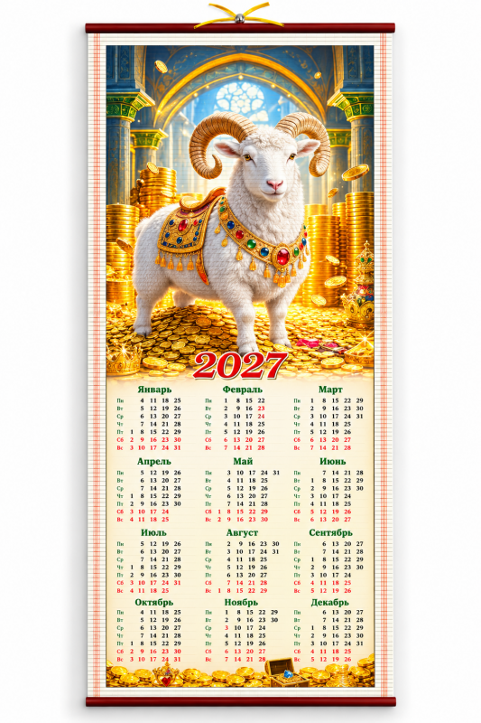 Бамбуковый (Жалюзи) Настенный Календарь 2027 Год "Символ Года - . Размер 32х75 См