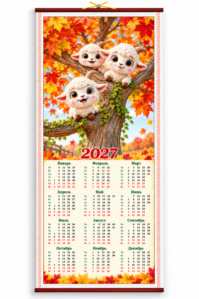 Бамбуковый (Жалюзи) Настенный Календарь 2027 Год "Символ Года - . Размер 32х75 См