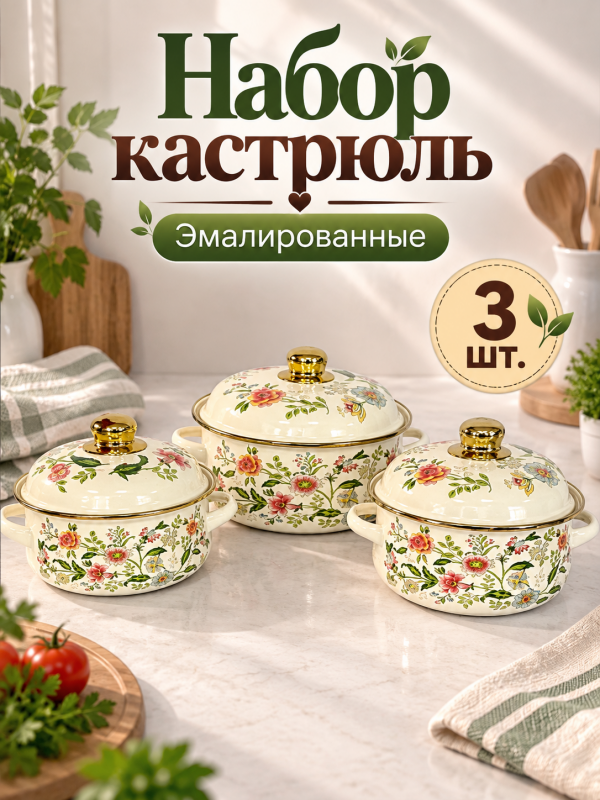 Набор кастрюль для кухни с крышками